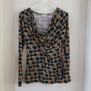 CAbi longsleeve top black geometric size S